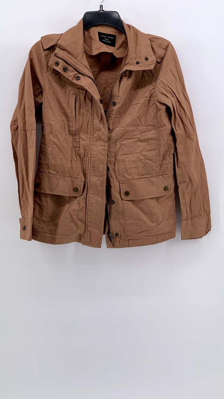LOVE TREE Women's Tan Double Closure Cotton Long Sleeve Jacket SZ S